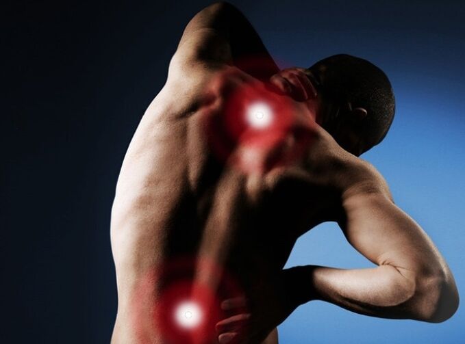 dor nas costas debido á osteocondrose espinal